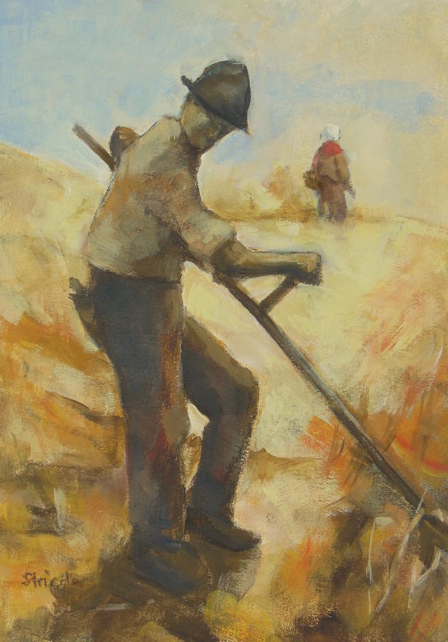Summer Painting - Farmer painting by Johannes Strieder