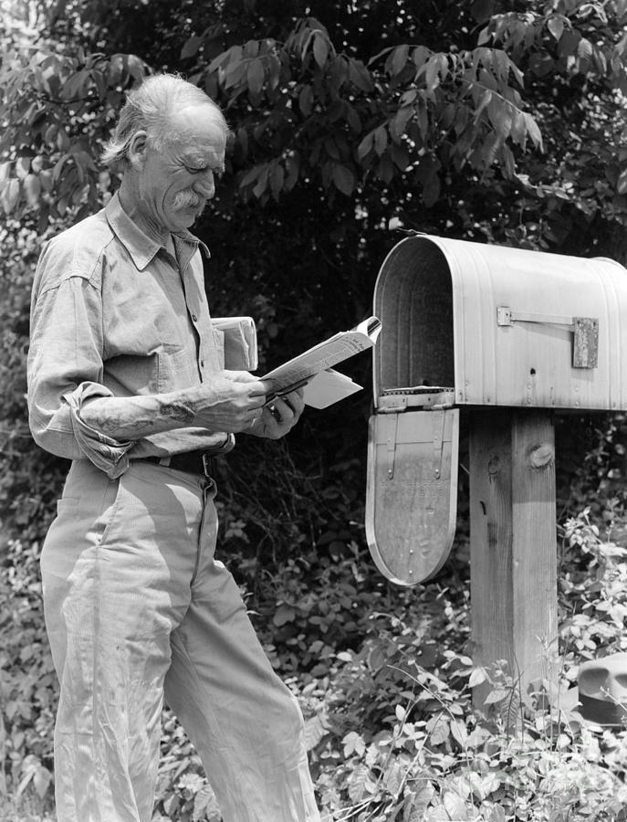 Farmer Reading Mail, C.1940s Photograph by H. Armstrong Roberts/ClassicStock