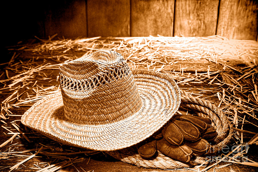 Farmer Straw Hat - Sepia Photograph by Olivier Le Queinec - Fine Art ...