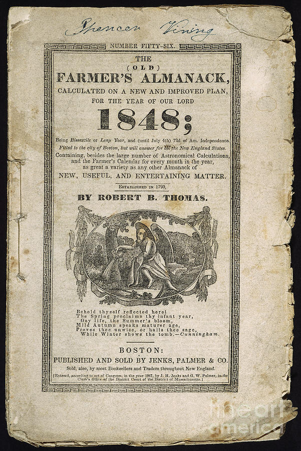 Farmers Almanack, 1848 Photograph by Granger