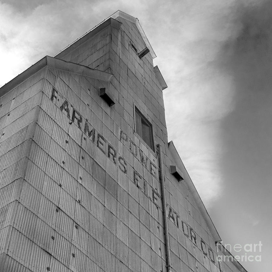 Farmers Grain Elevator, Power, Montana bw Photograph by Jerry Fornarotto