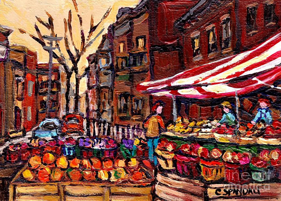 Fruit Painting - Farmers Market Autumn In The City Canadian Paintings Best Authentic Original Art Carole Spandau by Carole Spandau