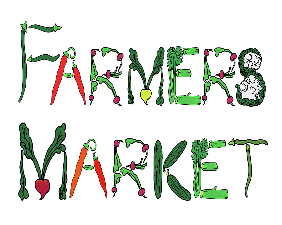 Farmers Market Editorial Illustration Digital Art by Irina Sztukowski