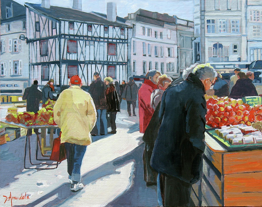 Farmers Market In France Painting by Dominique Amendola