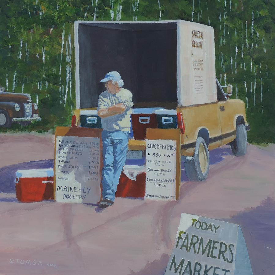 Farmers Market Patience - Art by Bill Tomsa Painting by Bill Tomsa