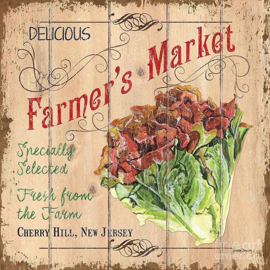 Vegetable Painting - Farmers Market Sign by Debbie DeWitt