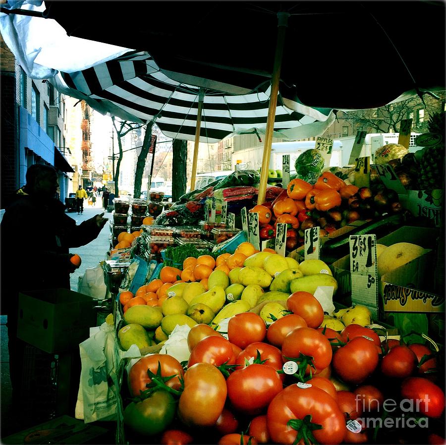 Vegetable Photograph - Farmers Market with Umbrellas by Miriam Danar