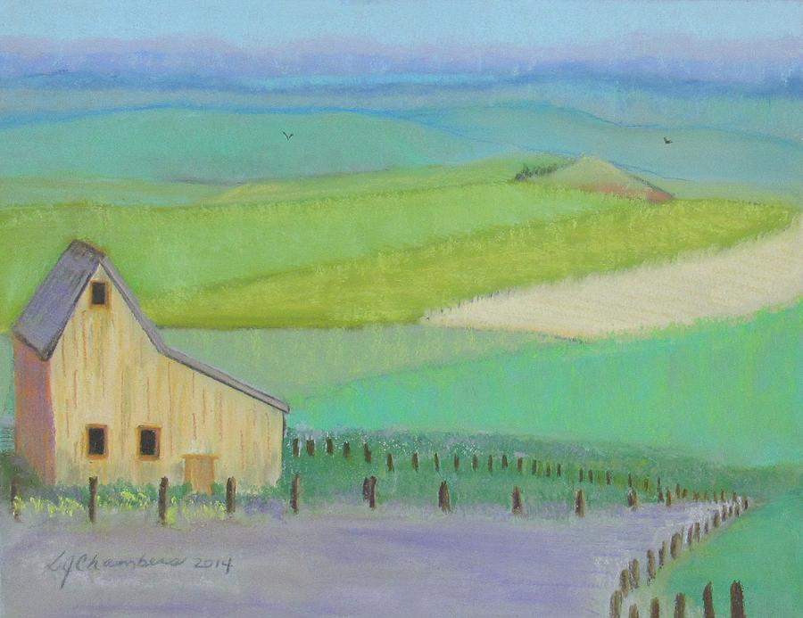 Farmhouse And Fields Painting by Donna Chambers