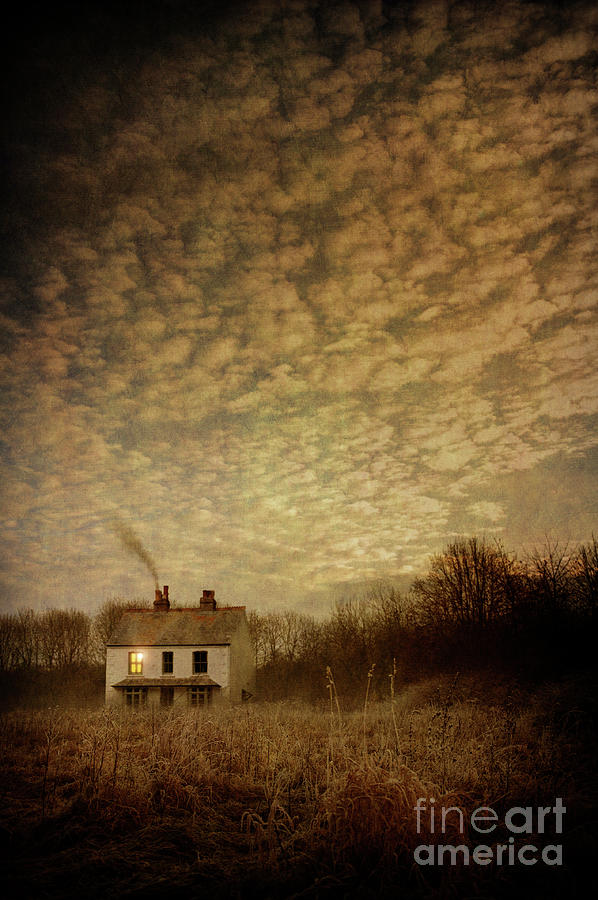 Farmhouse At Dusk With A Light In The Window Photograph by Lee Avison