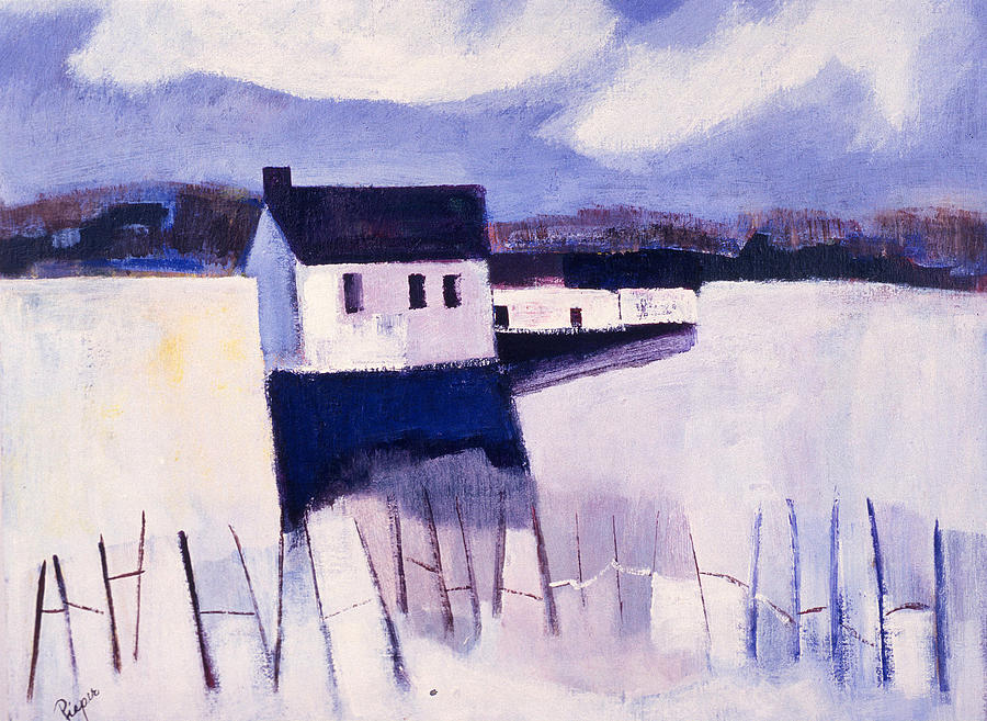 Farmhouse in Winter Painting by Betty Pieper