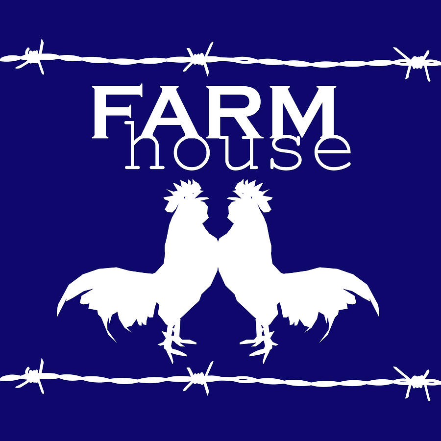 Farmhouse Rooster Blue Digital Art by Teresa Dobson - Pixels