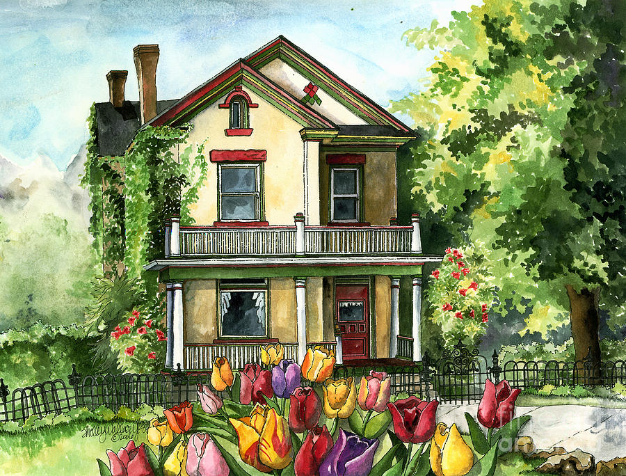 Victorian Eclectic with Spring Tulips Painting by Shelley Wallace Ylst