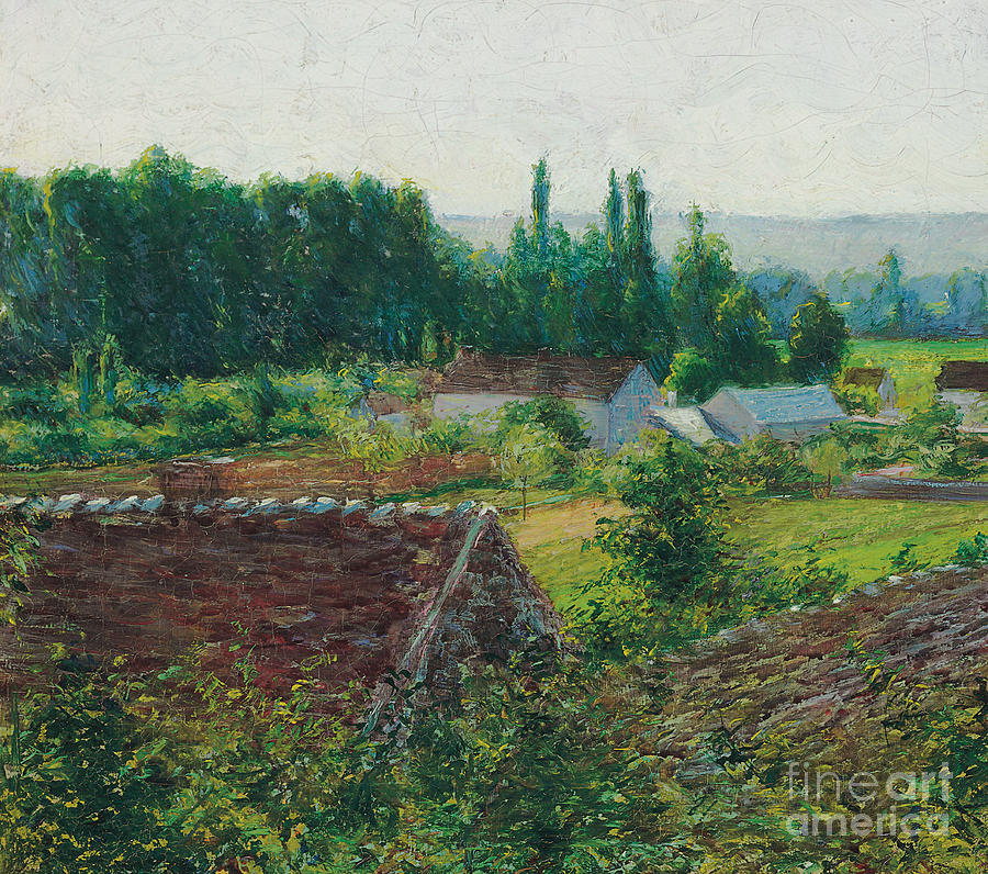 Farmhouses in Giverny Painting by John Leslie Breck