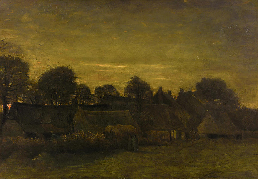 Farming Village at Twilight Painting by Vincent van Gogh