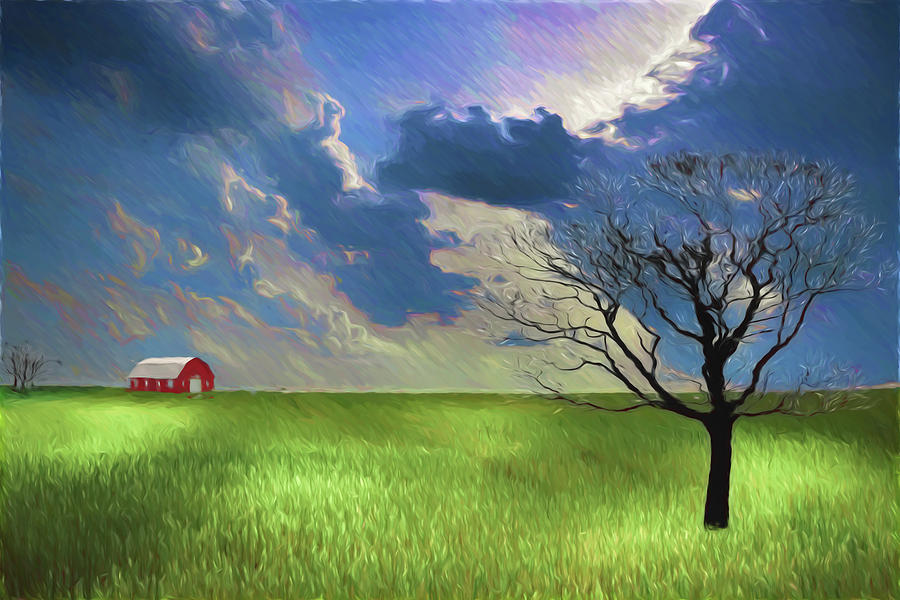 Farmland ala Van Gogh Digital Art by John Haldane