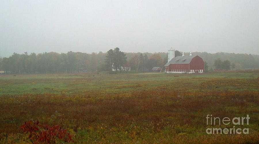Fall Photograph - Farmstead in the Autumn Fog by Denise Hoff