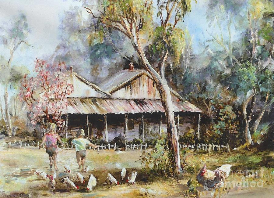 Farmyard Grampians Painting by Ryn Shell