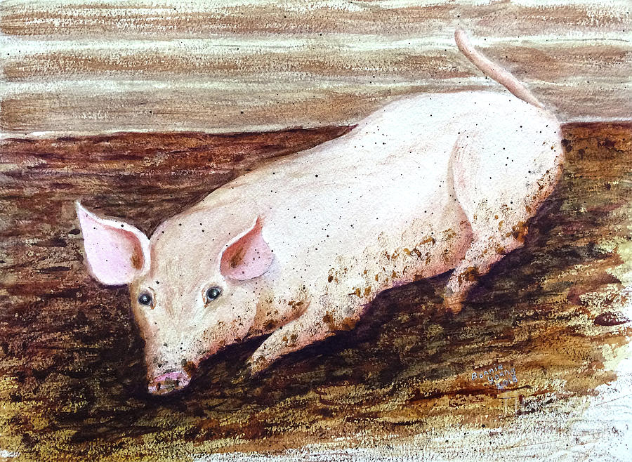 Pig Painting - Farmyard Mischief by Bonnie Young