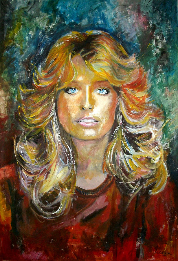 Hollywood Painting - Farrah Fawcett - Charlies Angels by Marcelo Neira