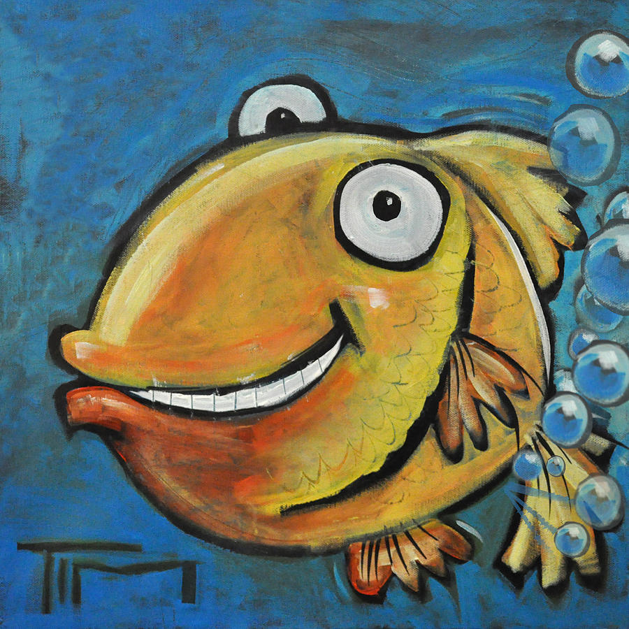 Fish Painting - Farting Fish by Tim Nyberg