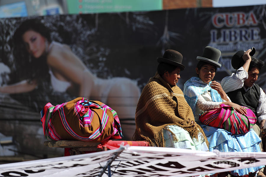Portrait Photograph - Fashion Contrasts in Bolivia by James Brunker