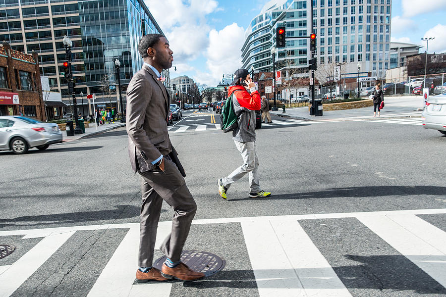 Fashionable Man in Crosswalk Photograph by SR Green