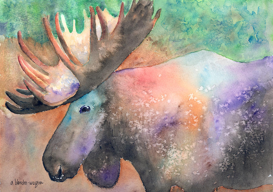 Fashionista Moose Painting by Arline Wagner