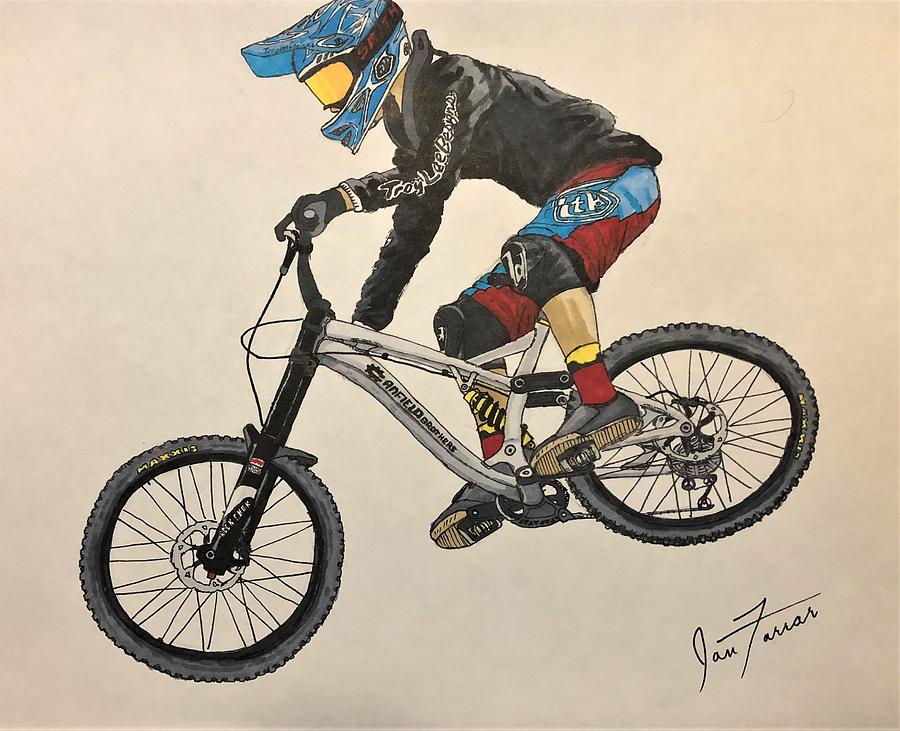 Bicycle Drawing - Fast as Heck by Ian Farrar
