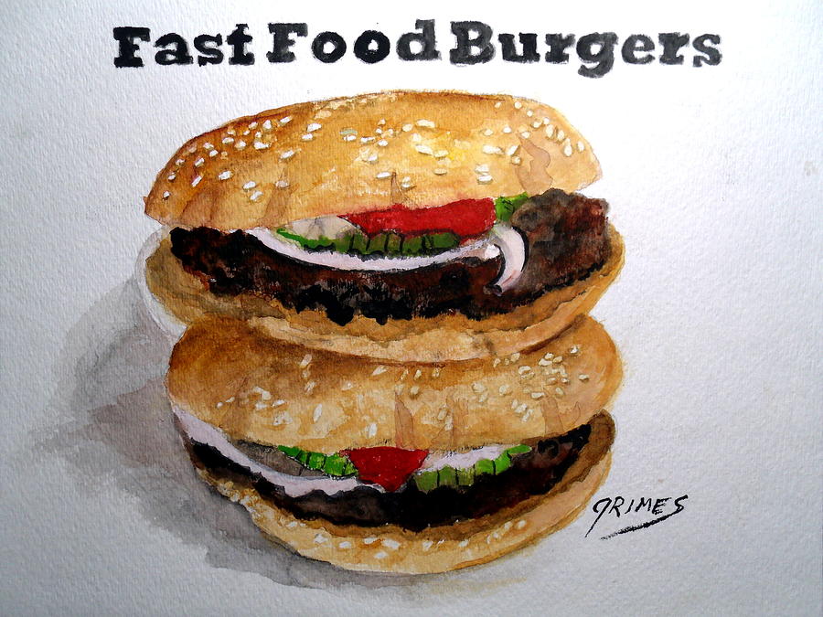 Hamburgers Painting - Fast Food Burgers by Carol Grimes