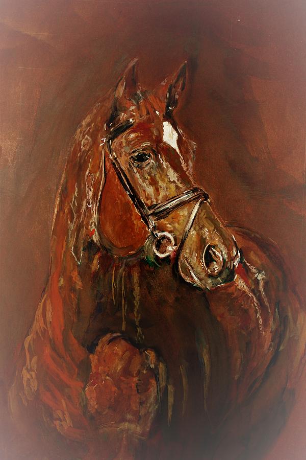 Horse Painting - Fasten with a buckle by Khalid Saeed