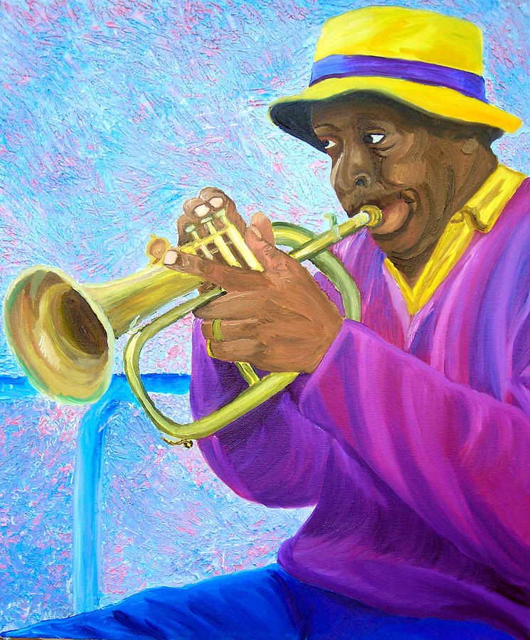 Jazz Painting - Fat Albert Plays The Trumpet by Michael Lee