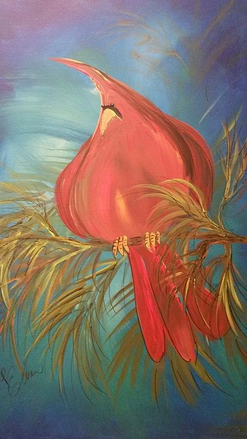 Fat Cardinal Painting by Terri Einer