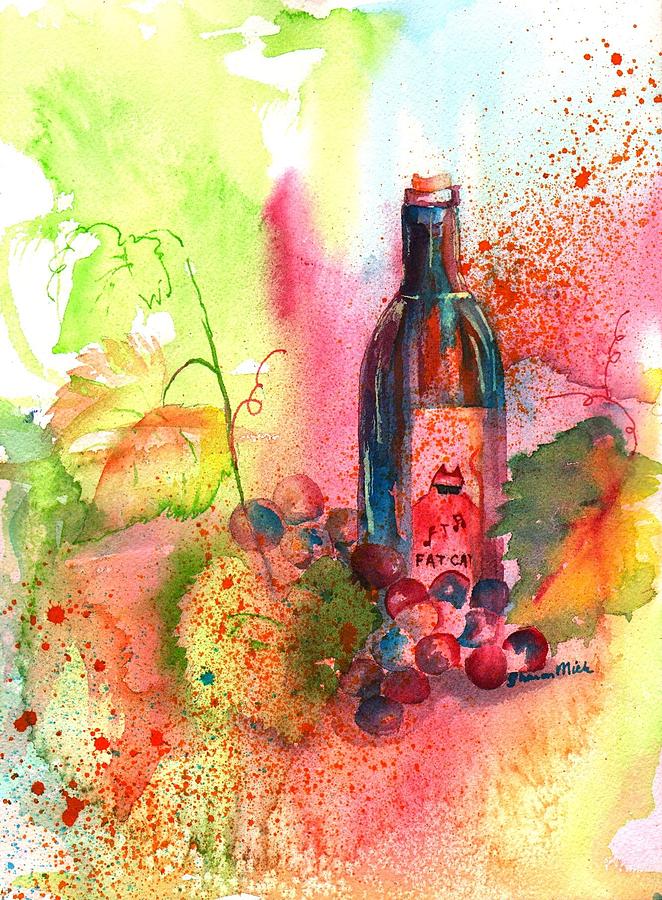 Wine Painting - Fat Cat Wine by Sharon Mick
