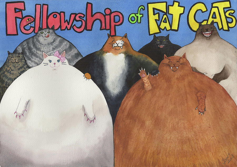 Fat Cats Painting by Catherine G McElroy