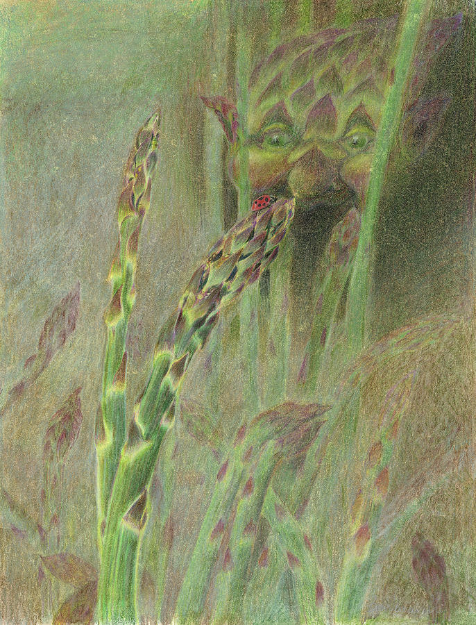 Asparagus Drawing - Fat Grass Delight by Bon Vernarelli