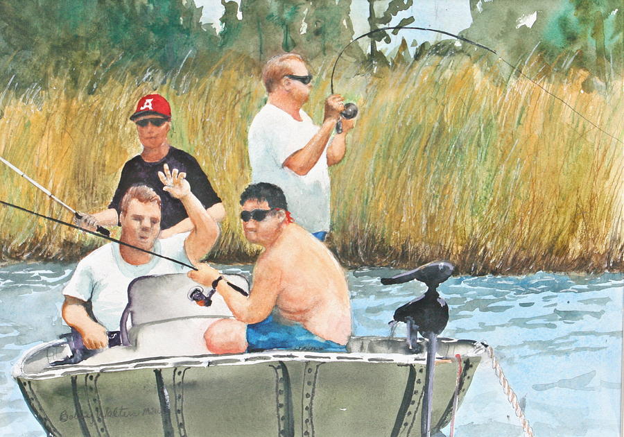 Fat Guys Love To Fish Painting by Bobby Walters