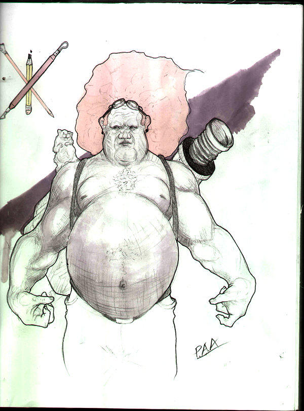 Fat Man Cartoon Drawing by Pablo Alvarez