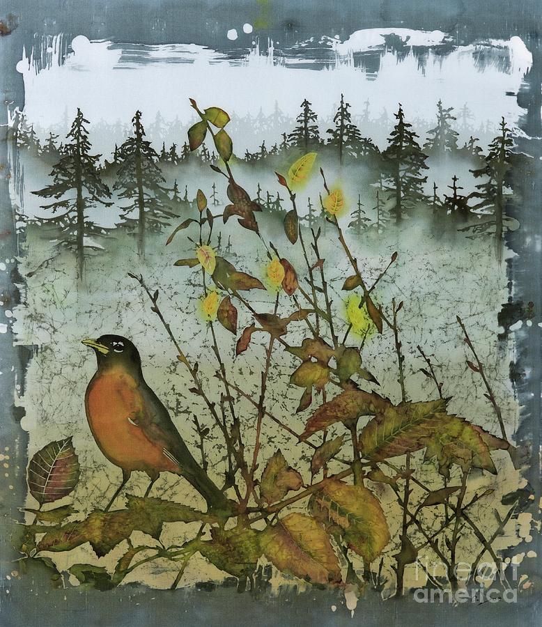 Fat Robins Outside My Windows Tapestry - Textile by Carolyn Doe