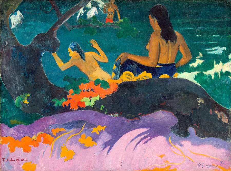 Fatata Te Miti By The Sea Painting By Eugene Henri Paul Gauguin Pixels