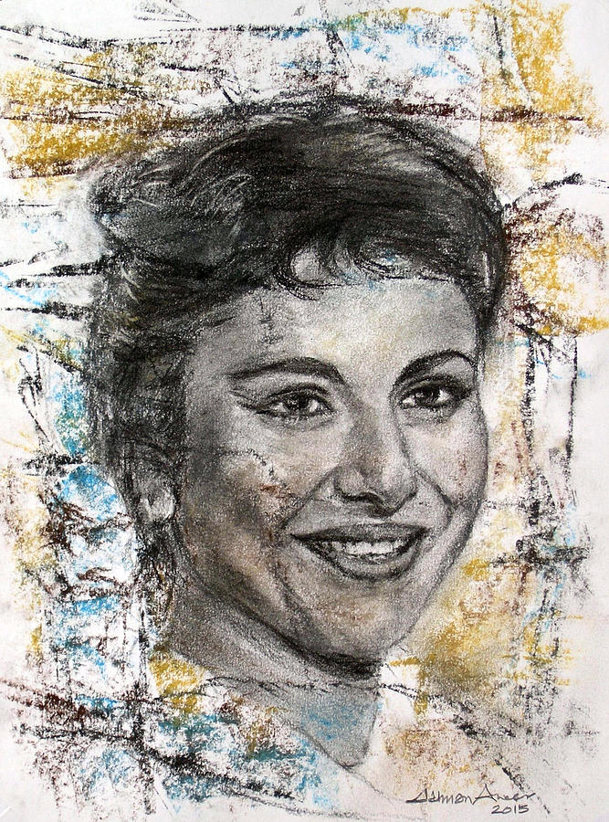 Portrait Drawing - Faten Hamama by Salman Ameer