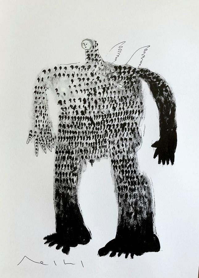 Black And White Drawing - Fates Guardian  by Mark M Mellon