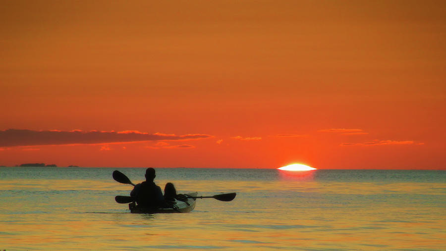 Father and Daughter on Kayak at Sunset Photograph by Julius Reque