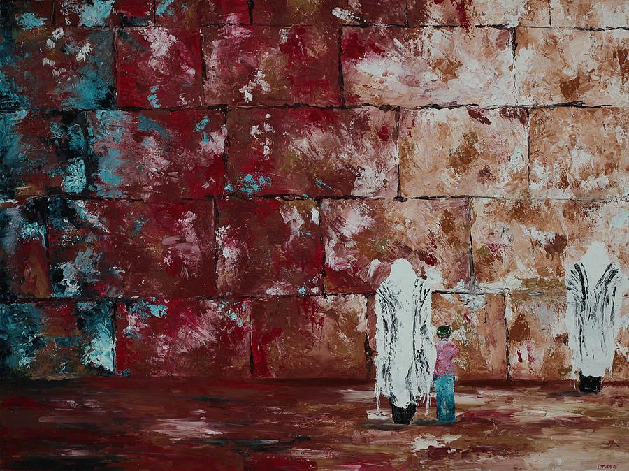 Father And Son At The Kotel Painting By Devora Davidowitz   Father And Son At The Kotel Devora Davidowitz 