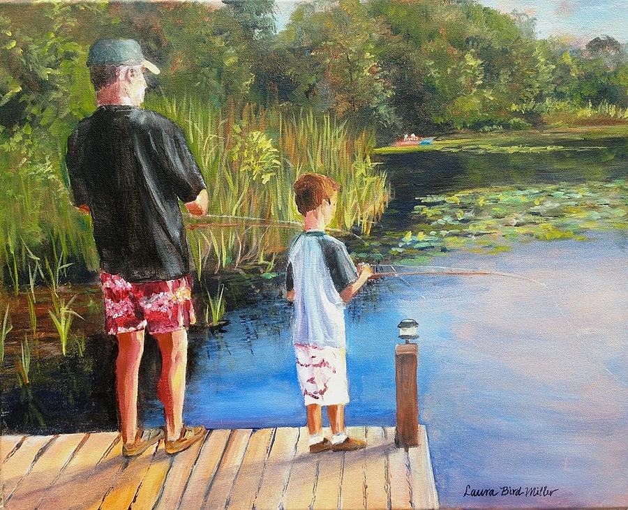 Father and Son Fishing by Laura Bird Miller