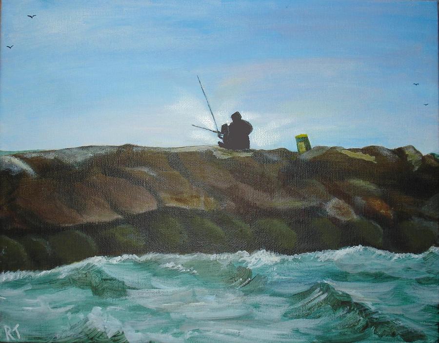 Father and Son Fishing Painting by Rita Tortorelli