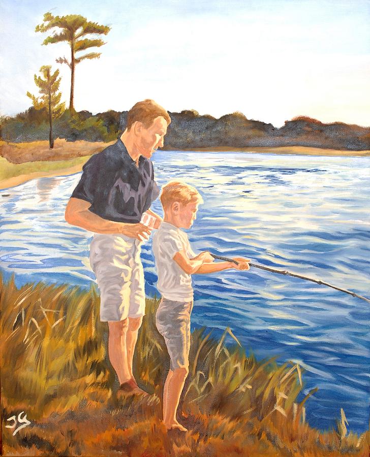 Sunset Painting - Father and son by Jana Goode