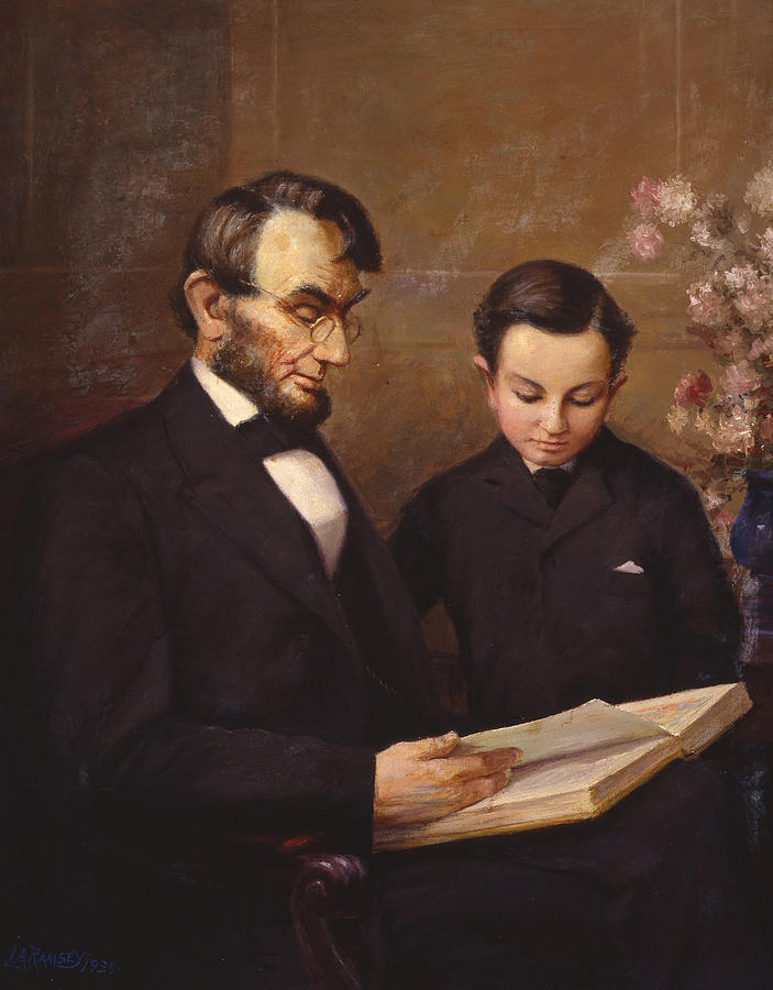 Abraham Lincoln Painting - Father and Son by Lewis A Ramsey
