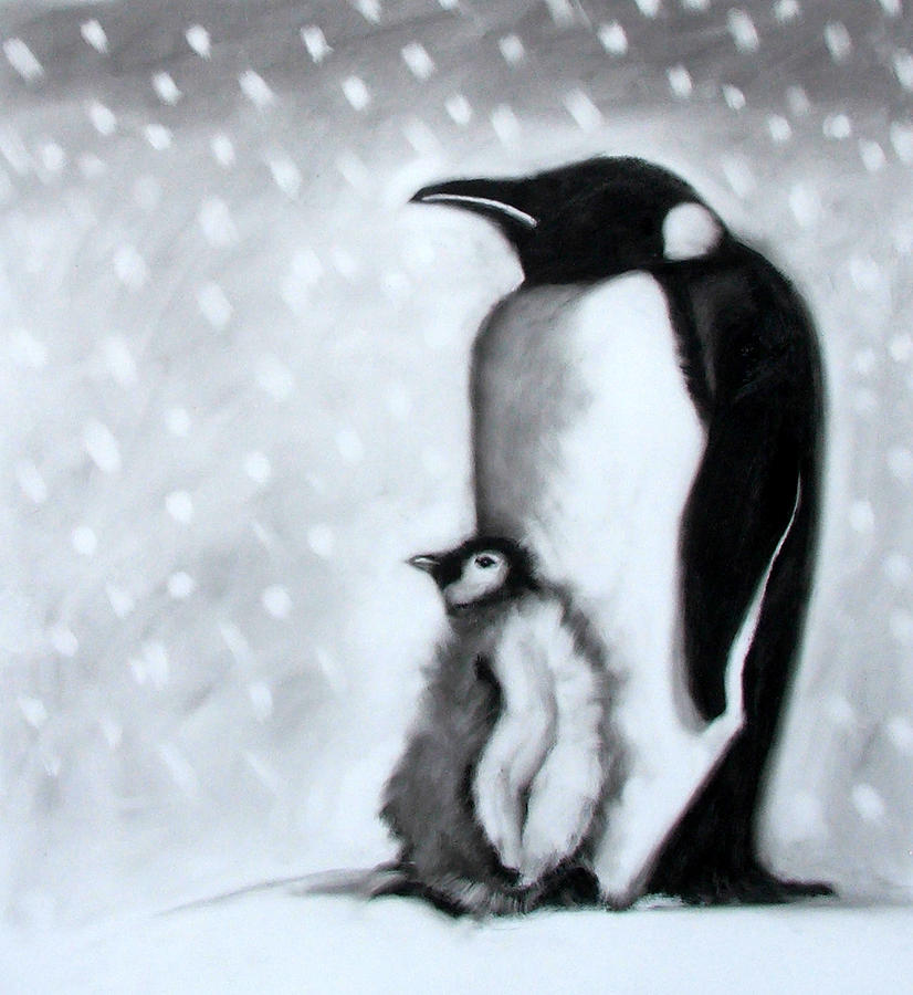 Penguin Painting - Father and Son by Paul Powis