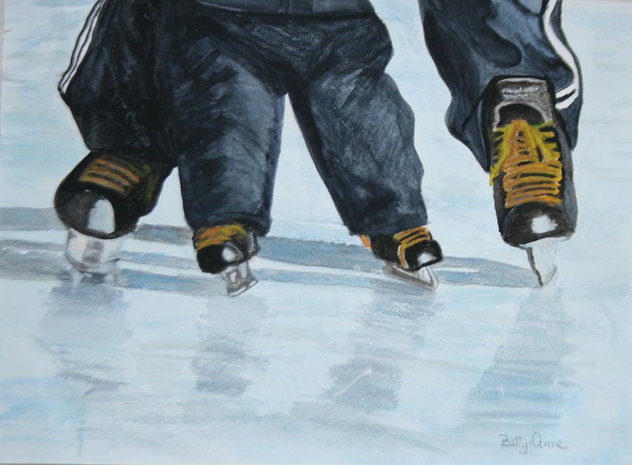 Father and Son Skate Day Painting by Betty-Anne McDonald