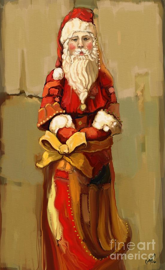 Father Christmas Painting by Carrie Joy Byrnes